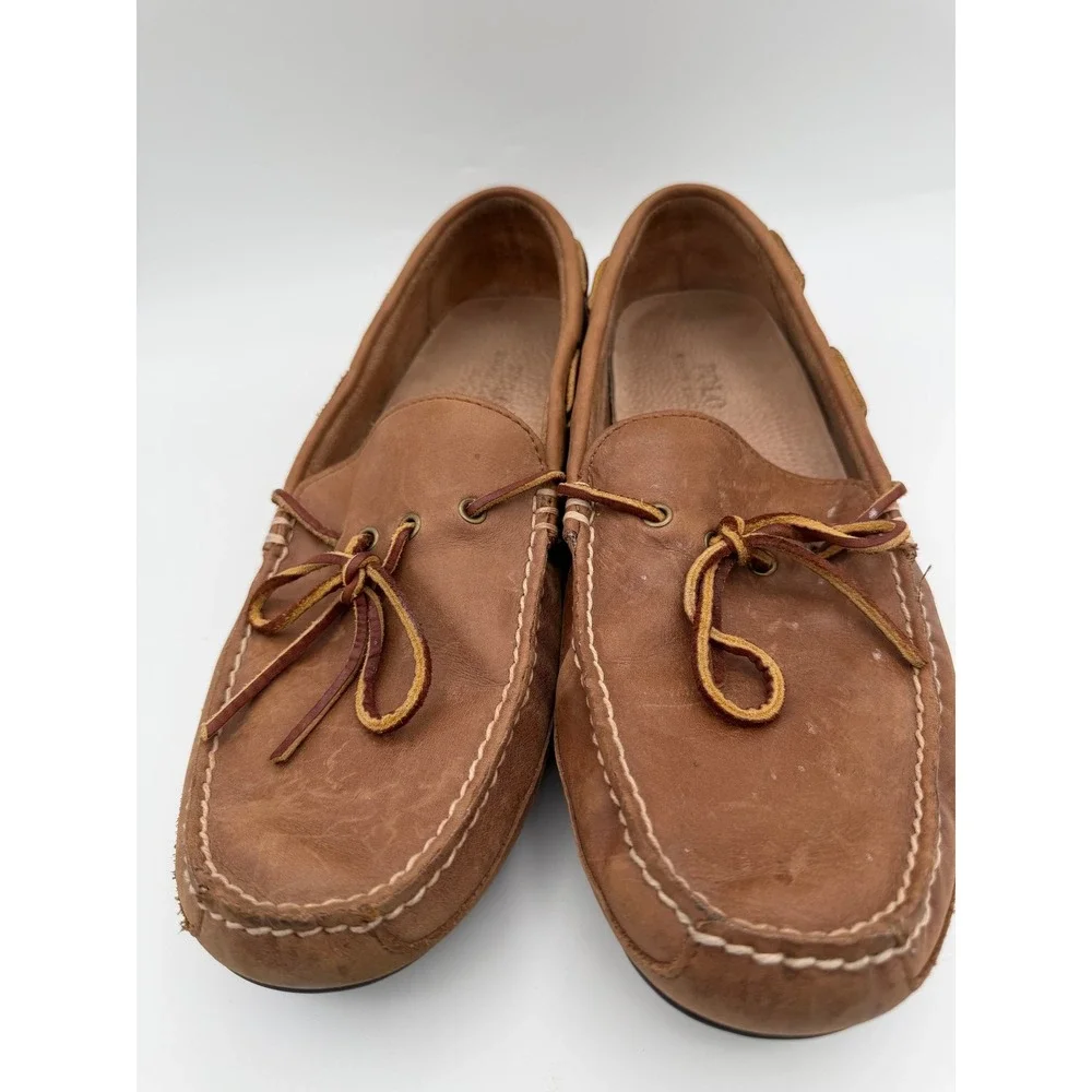 Polo Ralph Lauren Wyndings Tan Leather Driving Loafers Mens Size 13D 14557